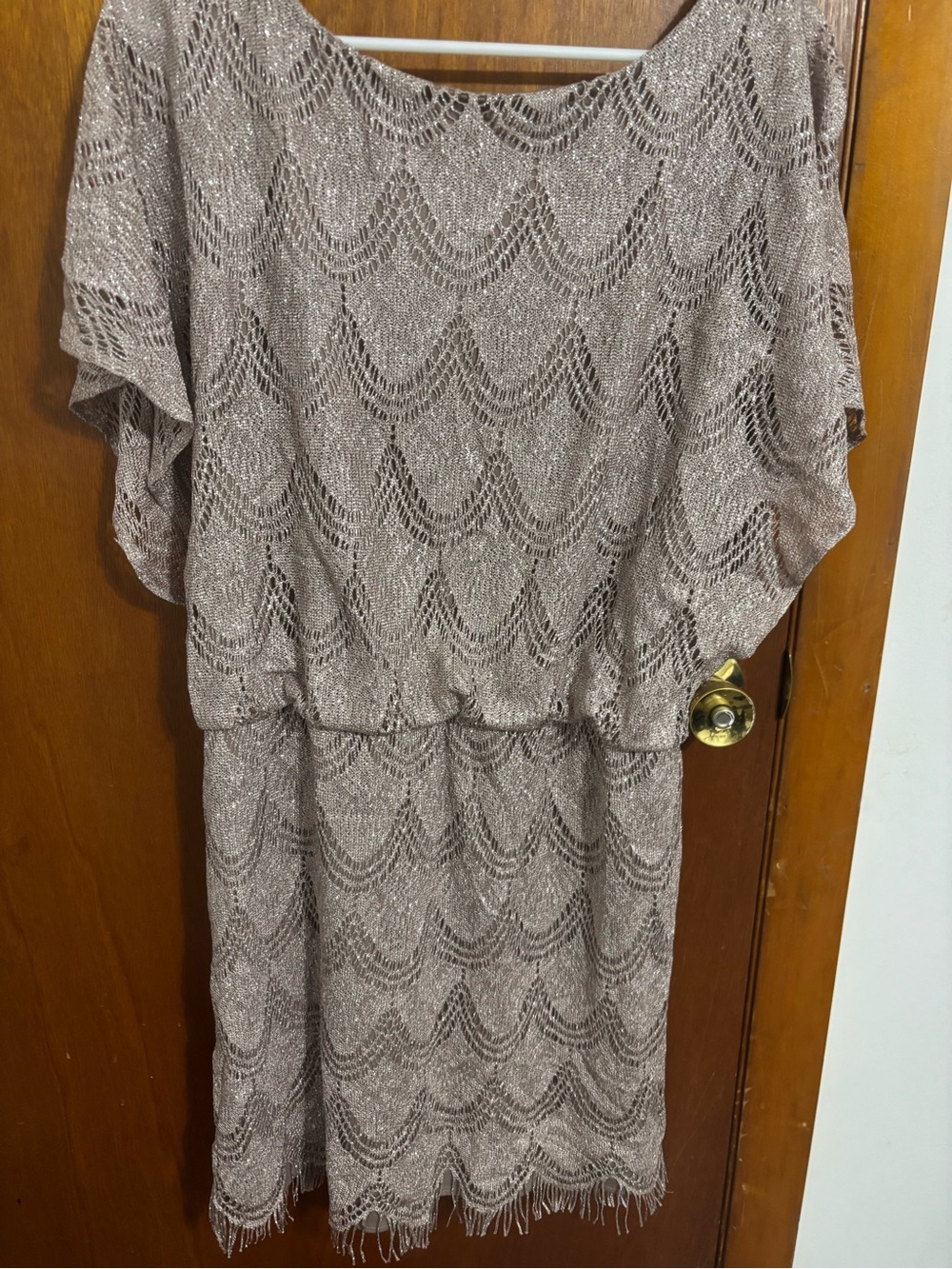 Women's Taupe Lace Overlay Dress